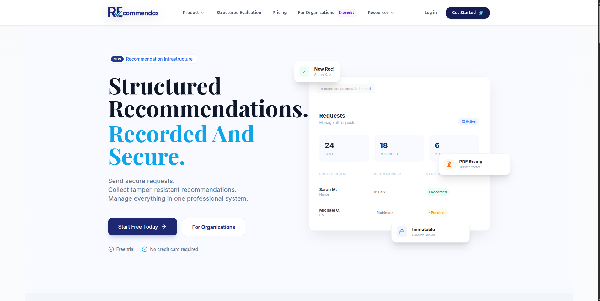 Recommendas project screenshot